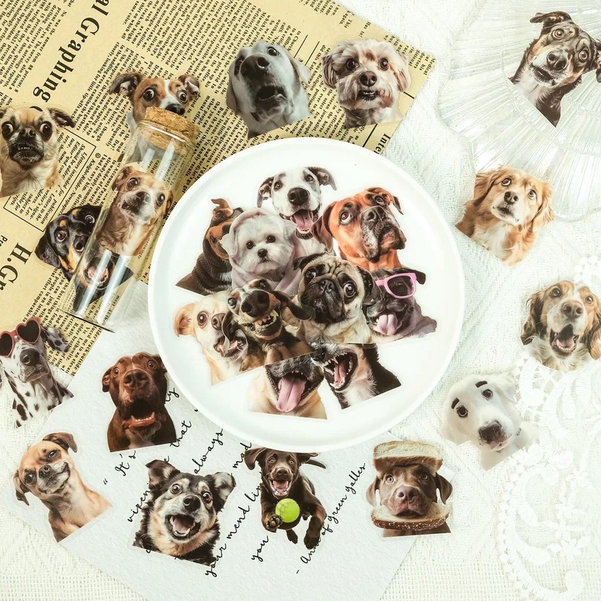 Realistische Honden Stickers - Set van 50 Stuks - Dog - Hond - Dieren - Doggy - Stickers voor Laptop, Koffer, Bullet Journal en Planner - Stickers Kinderen en Volwassenen - Decoratieve Stickers - Creatief - Knutselen - Scrapbook
